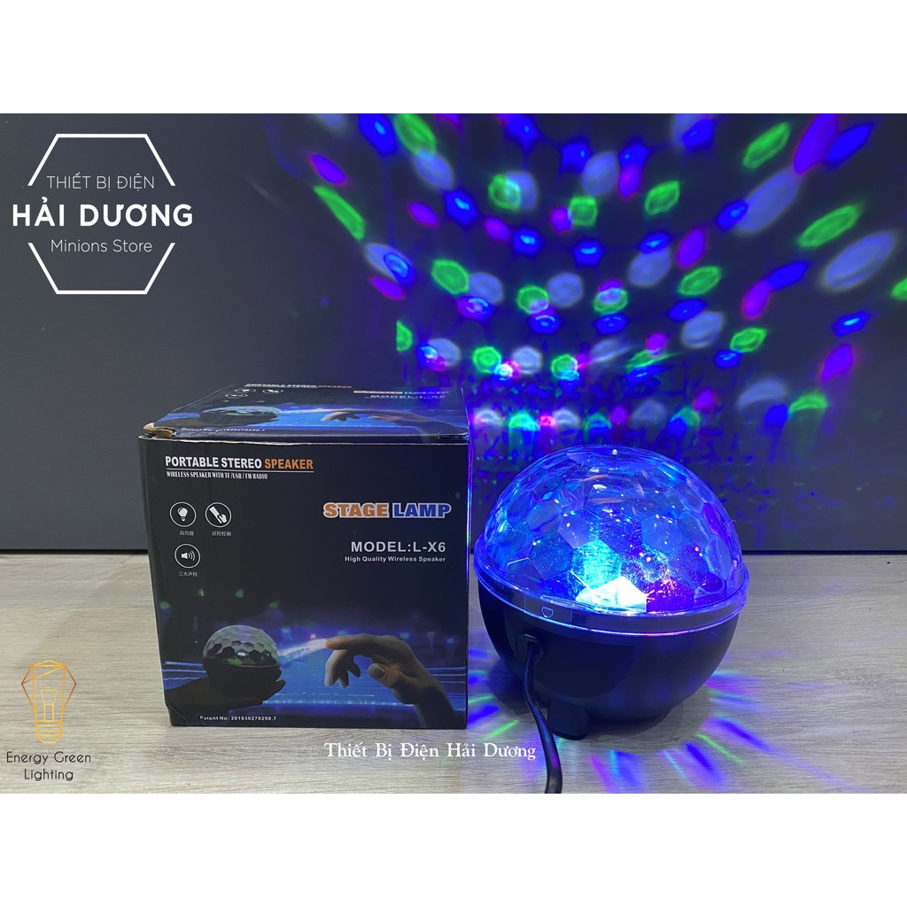 Đèn LED Sân Khấu Pha Lê Mini RGB L-X6 - Dải Led Chuyển Động Đa Màu Sắc - Cảm Ứng Nháy Theo Điệu Nhạc - Có Điều Khiển