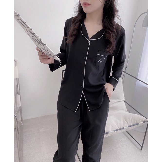 Bộ pijama thêu chữ love mặc nhà xinh xỉu video ảnh thật | BigBuy360 - bigbuy360.vn