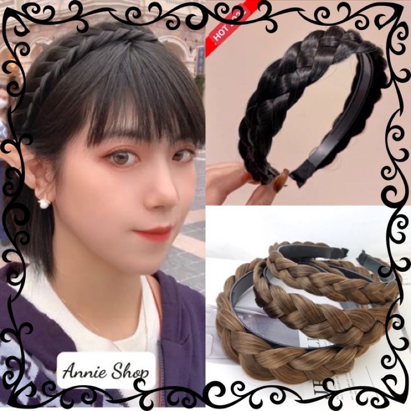 Bờm tết tóc giả BẢN TO như tóc thật - Bờm tóc tết phong cách lolita, phong cách Hàn Quốc Annieshop (có clip, ảnh thật)