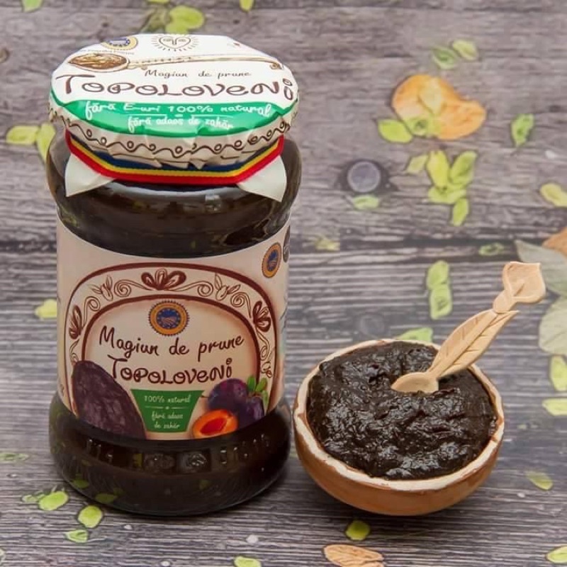 Mứt mận nguyên chất Romania 100% mận tươi không đường nhãn hiệu Topoloveni lọ 350g