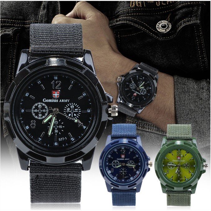 ĐỒNG HỒ THỜI TRANG NAM NỮ GEMIUS ARMY MẶT TRÒN DÂY DÙ KIỂU DÁNG QUÂN ĐỘI