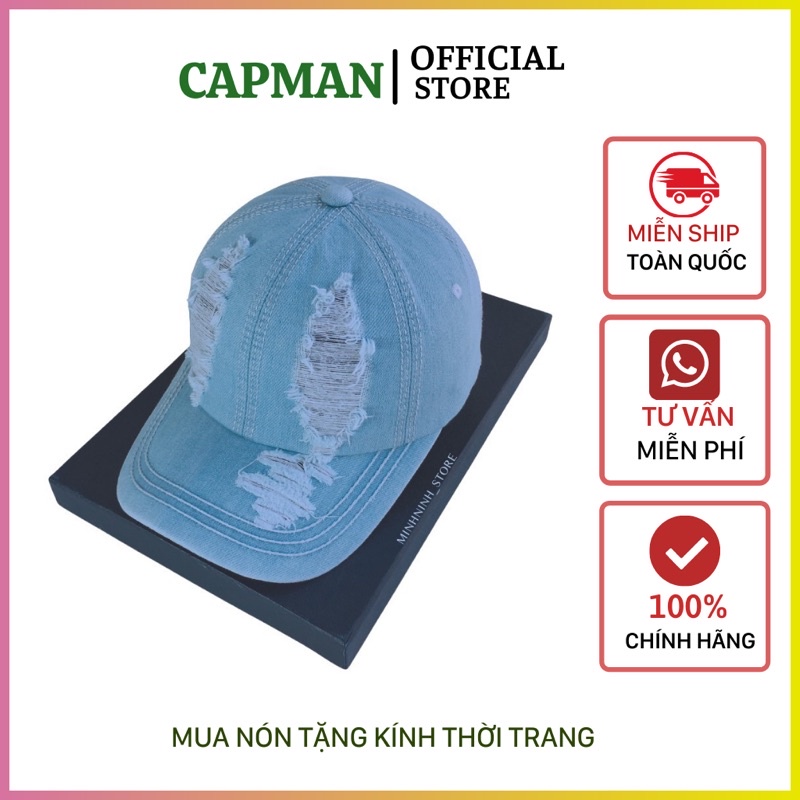 ( Ảnh Thật) Mũ Nón Kết - Mũ Lưỡi Trai Thời Trang Cao Cấp cực chất nam và nữ. Nón jean rách hot free size Full hộp