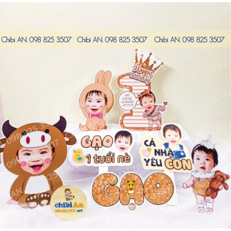 In hình chibi trang trí sinh nhật cho bé - Phụ kiện để bàn đẹp rẻ bền màu lâu