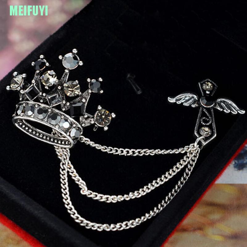 Trâm cài áo hình vương miện đính đá lấp lánh thời trang nam nữ sang trọng
