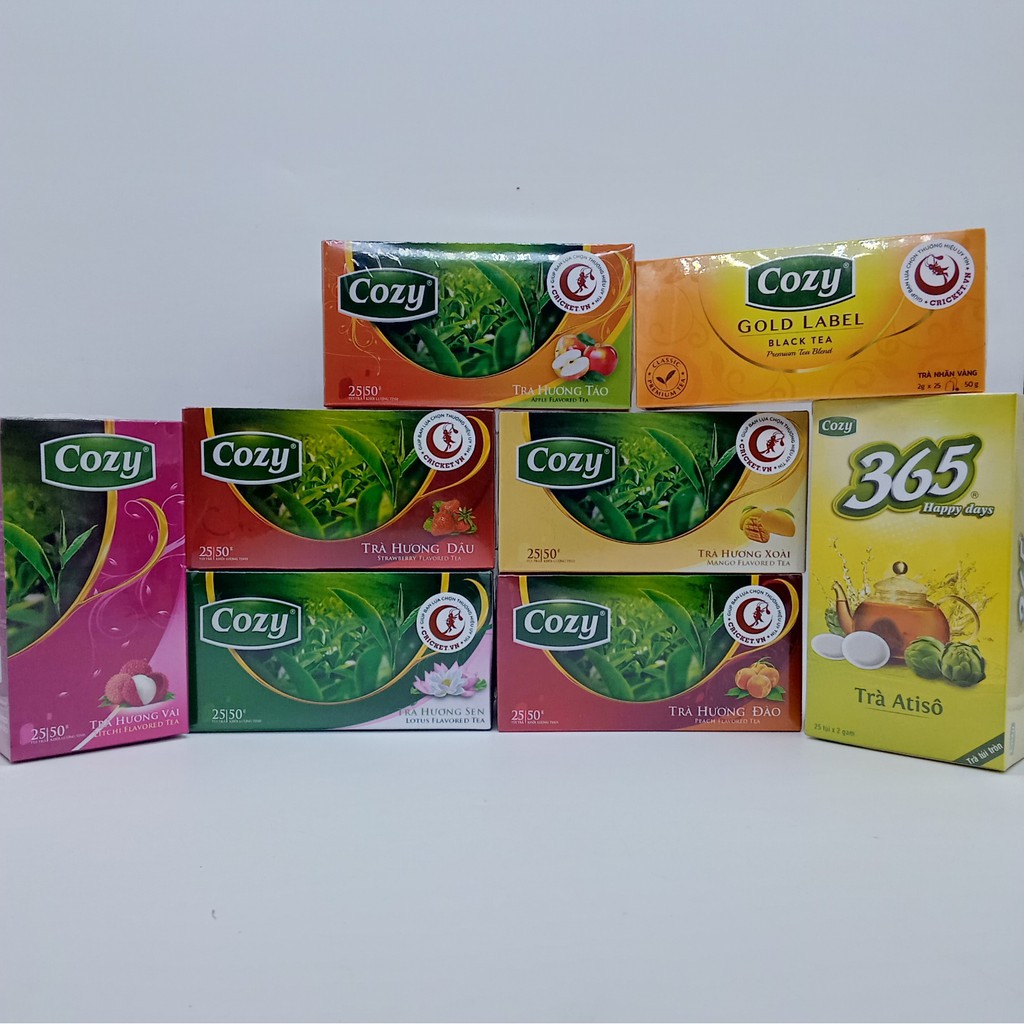 Trà Túi Lọc Cozy 50g (25 túi x 2g/gói) _ Đầy đủ các hương trái cây - Nguyên liệu pha chế trà sữa nhanh tiện lợi