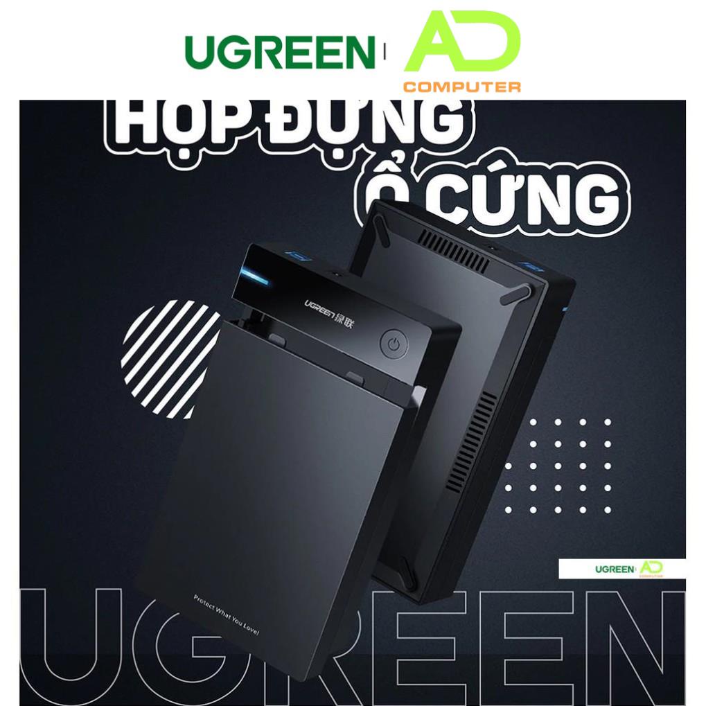 Vỏ hộp đựng ổ cứng SATA 3.5, 2.5 inch, dài 30-50cm UGREEN US222 hỗ trợ 10TB, USB 3.0