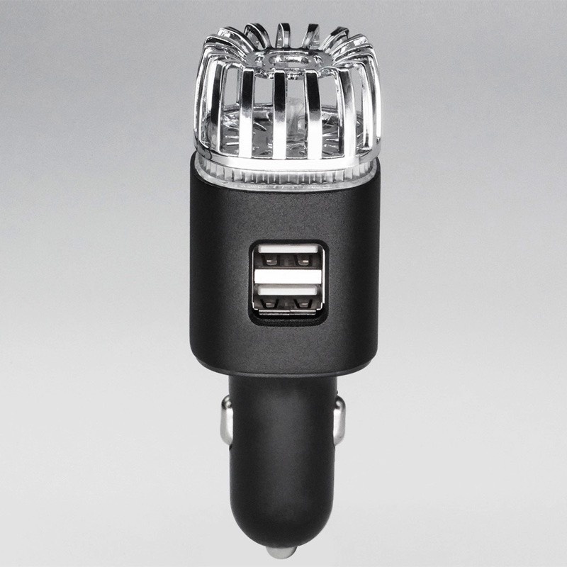 Máy lọc không khí xe hơi, máy lọc không khí ion oto + tẩu sạc, cổng USB điện thoại kép  2 trong 1 - sevencar