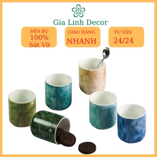 Ly sứ đẹp + Cốc trụ không quai - Cốc Sứ men đá Bát Tràng cao cấp - Gialinhdecor