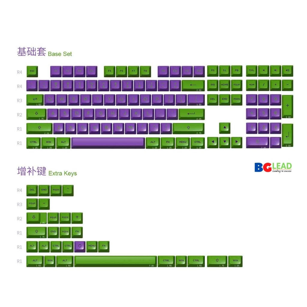 Bộ keycaps bàn phím cơ AKKO Keycap set EVA-01 (PBT Double-Shot/ASA profile/158 nút) - Mai Hoang phân phối toàn quốc