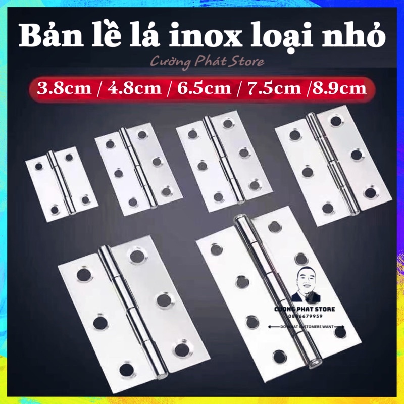 Bản lề lá inox loại nhỏ đa dạng kích thước
