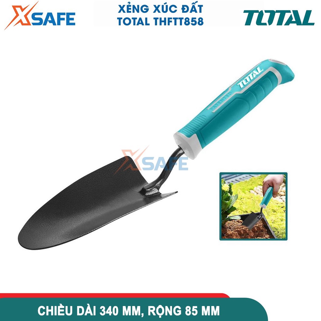 Xẻng xúc đất làm vườn 340mm TOTAL THFTT858 chất liệu thép carbon, chiều dài 340mm, chiều rộng 85mm - CHÍNH HÃNG