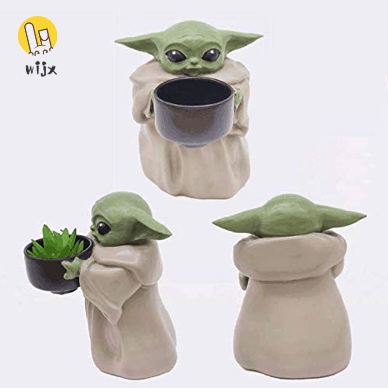 Chậu Hoa Resin Hình Yoda Dễ Thương Phong Cách Hàn Quốc Dùng Trang Trí Bàn Làm Việc