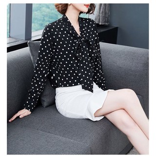Áo Sơ Mi Nữ Kiểu Kết Cổ Nơ Phi Lụa BY3342