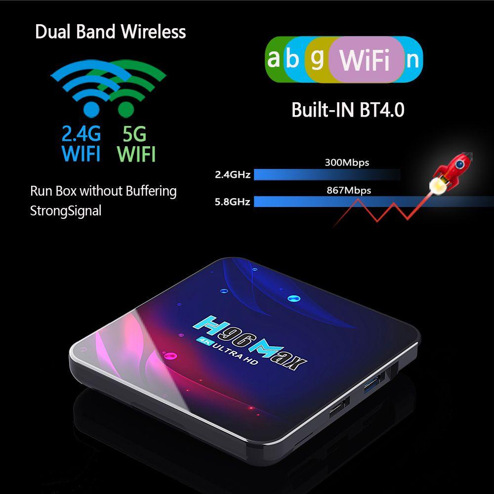 BTLIMER Đầu TV thông minh H96 Max V11 hệ thống set-top RK3318 Bluetooth wifi 4GB 32/64GB 4K H.265 2.4G/5.8G Android 11.0 2021