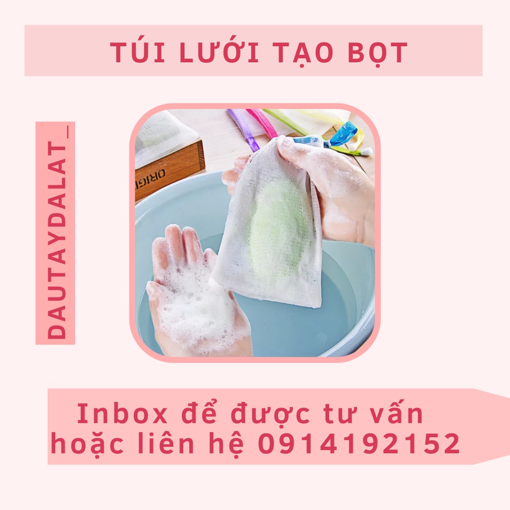 Túi Lưới Đựng Xà Phòng Tạo Bọt, Túi Lưới Tạo Bọt Xà Phòng Có Dây Rút 15x9