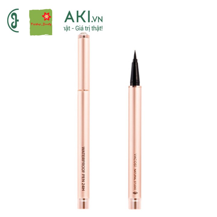 [Mã giảm giá sỉ mỹ phẩm chính hãng] Bút Kẻ Mắt Nước Vacosi Đen Bóng 24h Lâu Trôi Waterproof Pen (Rose Gold) 2g