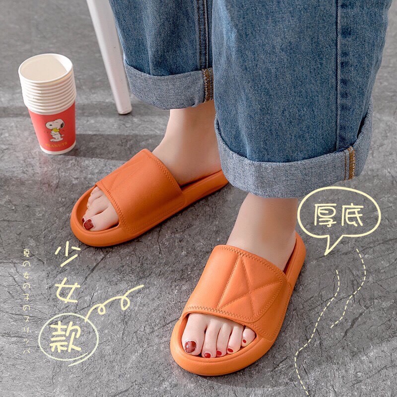 Dép đi trong nhà, văn phòng unisex quai ngang đế xuồng bánh mì siêu êm siêu nhẹ hot trend