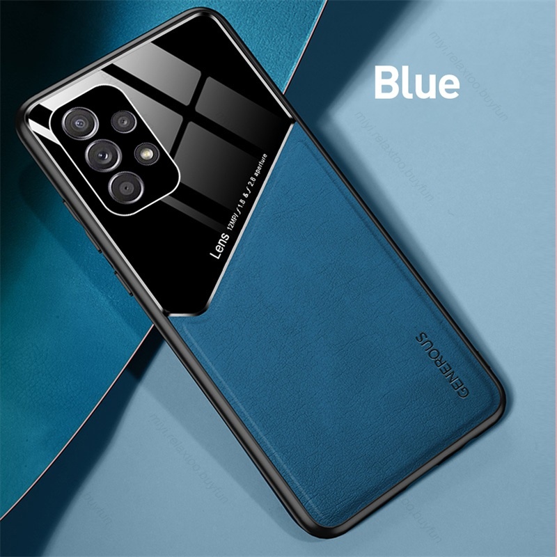 Ốp Điện Thoại Silicon Dẻo Bề Mặt Da Có Khuyên Nam Châm Gắn Xe Hơi Cho Samsung Galaxy A53 5G