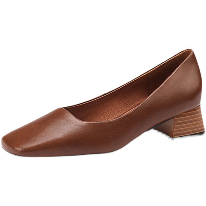 Giày Búp Bê Da Mũi Vuông Đế Thấp Màu Trơn Thời Trang Xuân Hè 2022