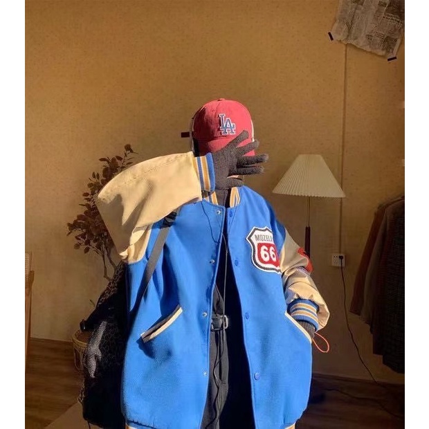 Áo khoác bóng chày bằng da thời trang Hàn Quốc sành điệu cho nam và nữ