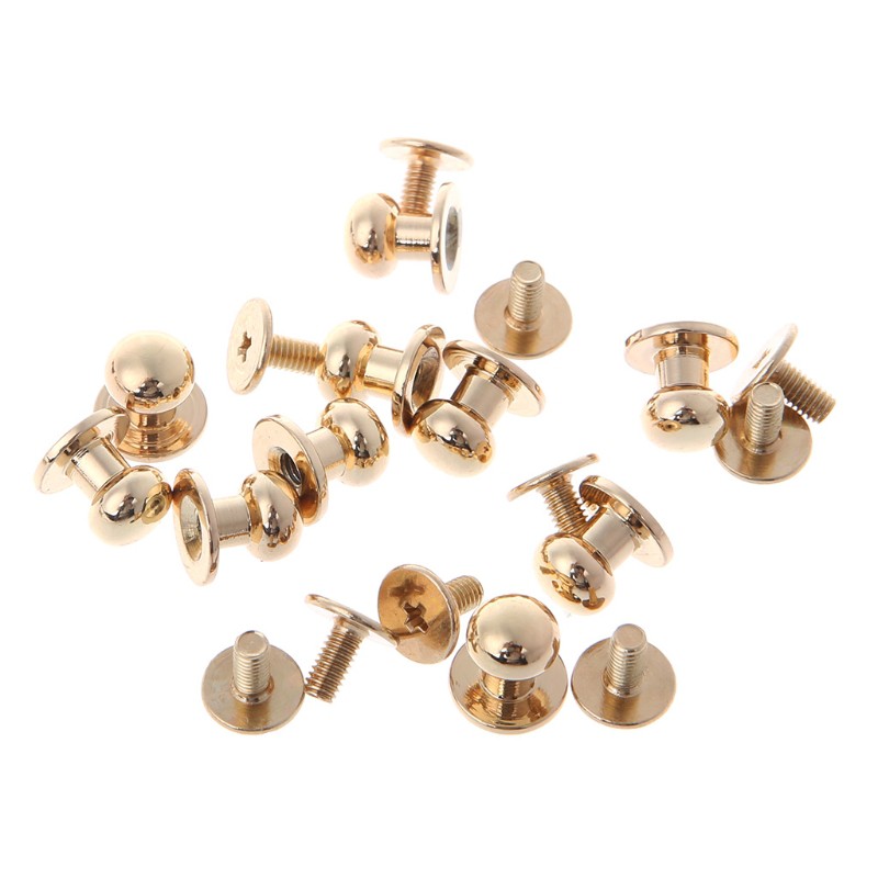 10ms Solid Brass Rivet Round Head Button Screw Luggage Leather Brass Durable Craft