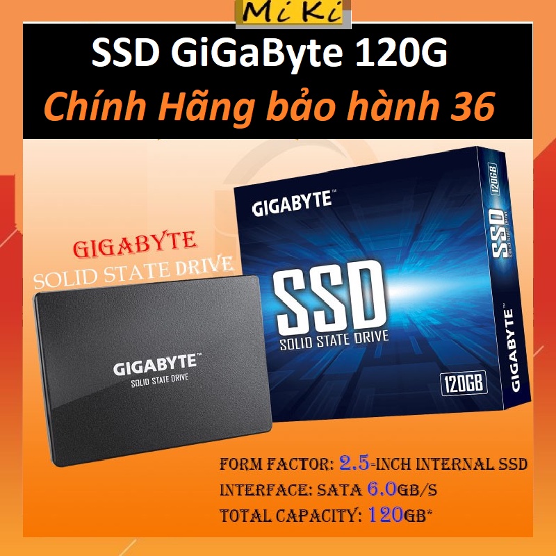 [Tặng dây sata] Ổ cứng SSD Gigabyte 120GB SATA 2,5 inch (Đoc 500MB/s, Ghi 420MB/s) Chính hãng BH 36 tháng