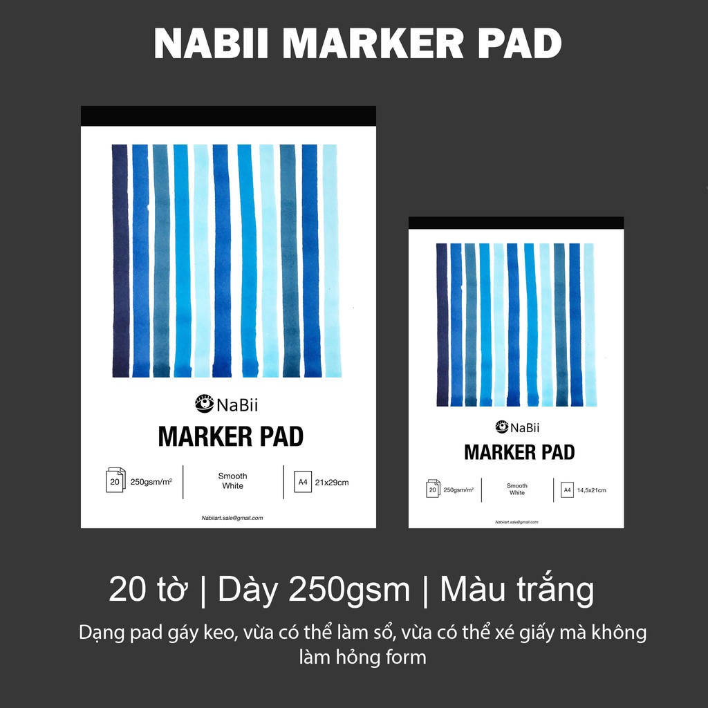 Sổ vẽ màu marker NABII gáy keo - Marker Pad Smooth White 250gsm THEARTSHOP