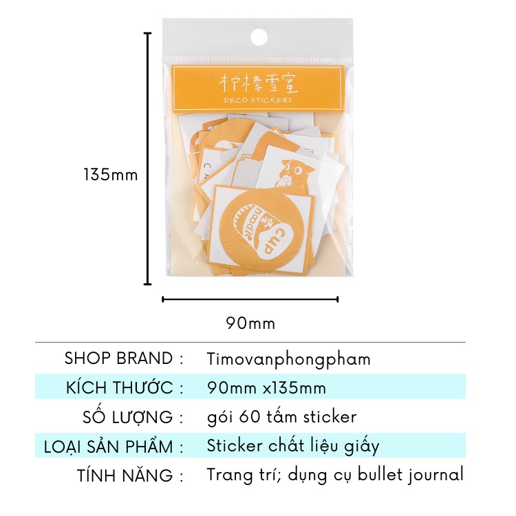 Sticker Cute  Set 60  Tấm Vintage Basic Trang Trí Sổ Tay Bullet Journal ST14