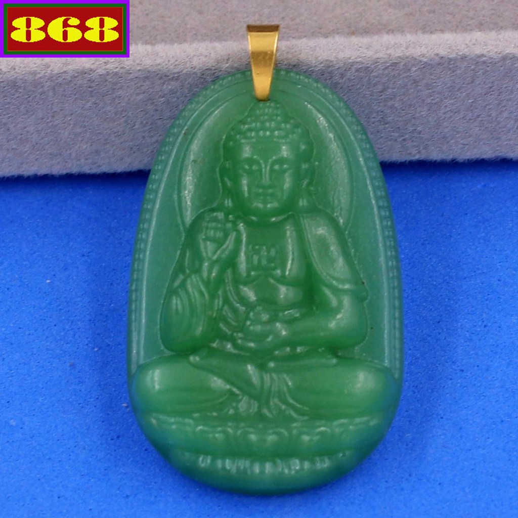 Mặt dây chuyền Phật A di đà xanh lá 5 cm MTRTAXLN7 - Hộ mệnh tuổi Tuất, Hợi