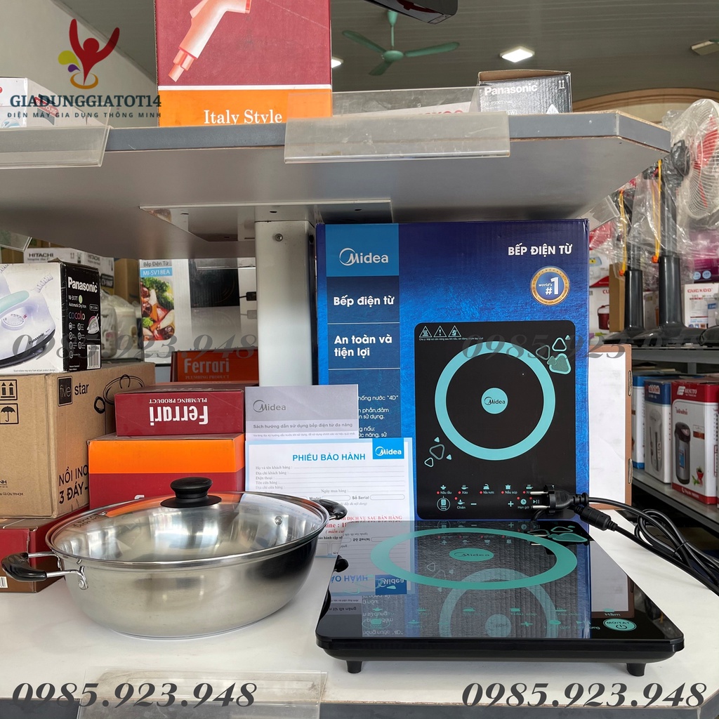 Bếp điện từ đơn MIDEA MI-T2120DD-Công suất 2100W+ tặng kèm Nồi lẩu Inox cao cấp- Chính hãng Bảo hành 12 tháng