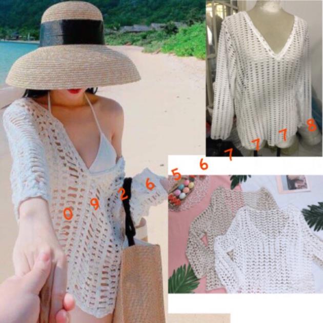 Áo lưới tim đi biển dáng rộng new | BigBuy360 - bigbuy360.vn