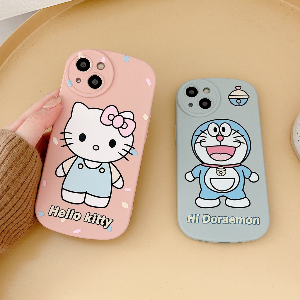 Ốp Điện Thoại Họa Tiết Hoạt Hình Kitty Và Doremon Dễ Thương Chống Sốc Cho Iphone