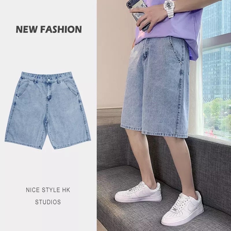 Quần Short Jeans Ống Rộng, Quần Bò Lửng Thời Trang Unisex, Đùi Ngắn Style Hàn Quốc