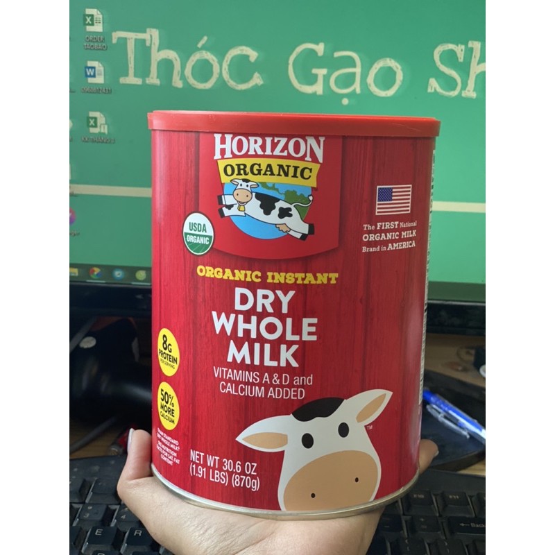 Sữa tươi dạng bột Dry Whole Milk Horizon nhãn đỏ 870gr Mỹ