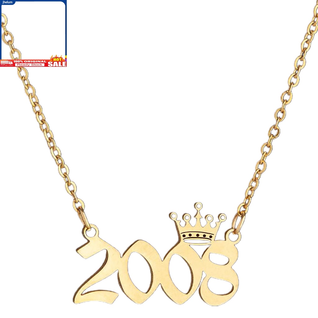 Vòng cổ mặt hình số năm sinh xinh xắn bằng thép không gỉ