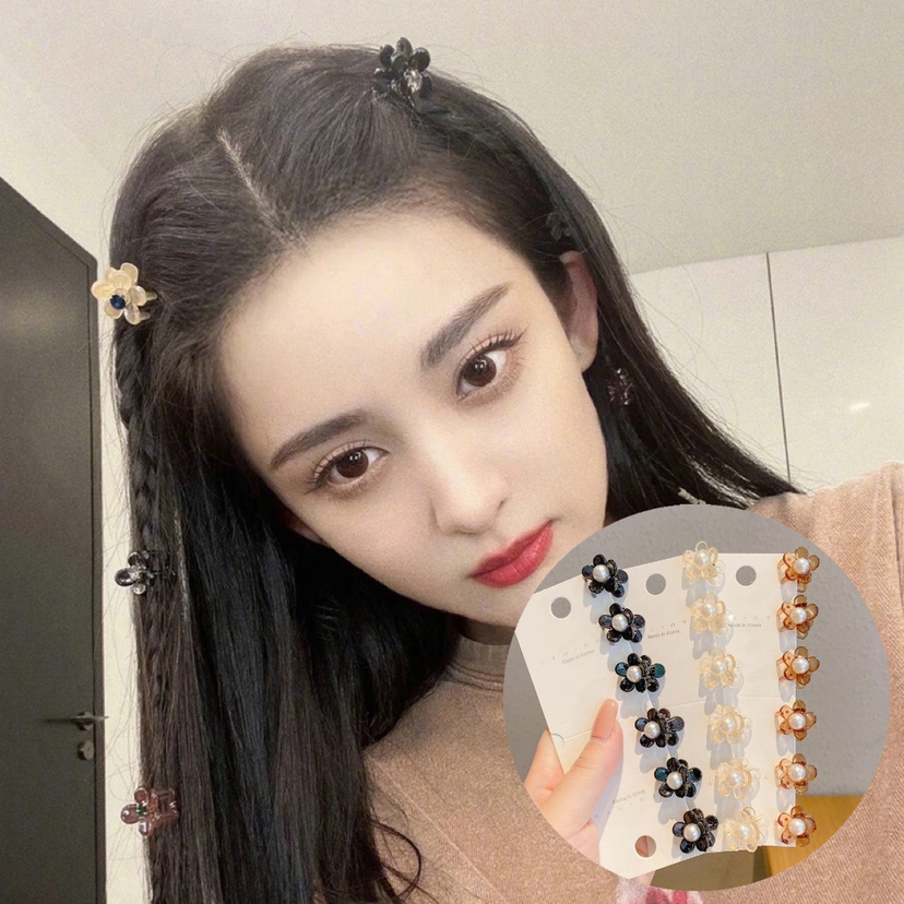 Kẹp Tóc Càng Cua Đính Hạt Ngọc Trai / Hoa Mini Dễ Thương Ngọt Ngào Phong Cách Hàn Quốc Cho Nữ