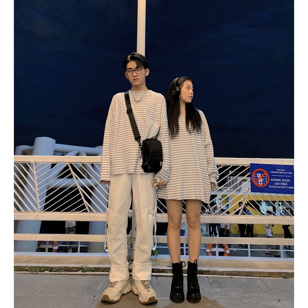 Áo ZOMBIE® Oversize Striped Sweater In W/Blue