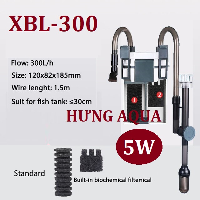 Lọc treo bể cá, lọc thác thế hệ mới Sunsun Xiaoli XBL 300/400/500/600 tích hợp lọc váng