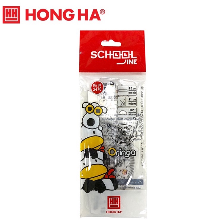 Bộ eke nhựa 4 sản phẩm Hồng Hà 3476 / Bộ thước kẻ eke 4 món