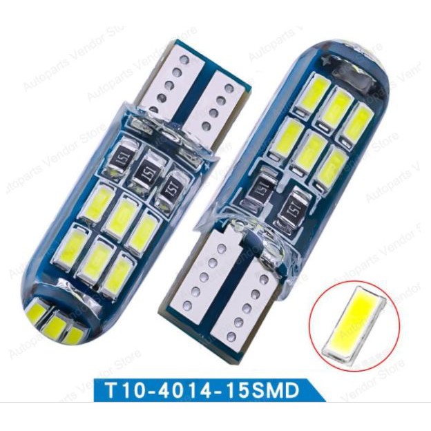 (T10-Silicone15smd4014) 1 bóng led T10, đèn led t10 gắn demi xi nhan xe máy, ô tô