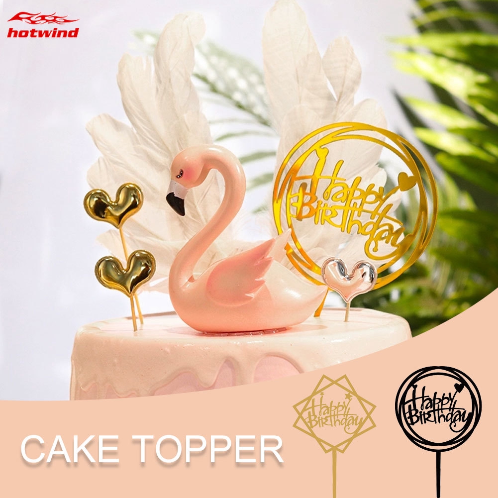 Phụ kiện trang trí bánh kem khắc chữ Happy Birthday độc đáo xinh xắn