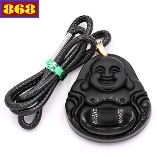 Vòng cổ phật di lặc đen depdle23 - dây chuyền đá phong thủy - mặt phật size lớn, phù hợp cho nam