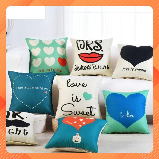 Vỏ gối sofa, tưa lưng, trang trí nhà cưa, văn phòng, cửa hàng mẫu tình yêu M15