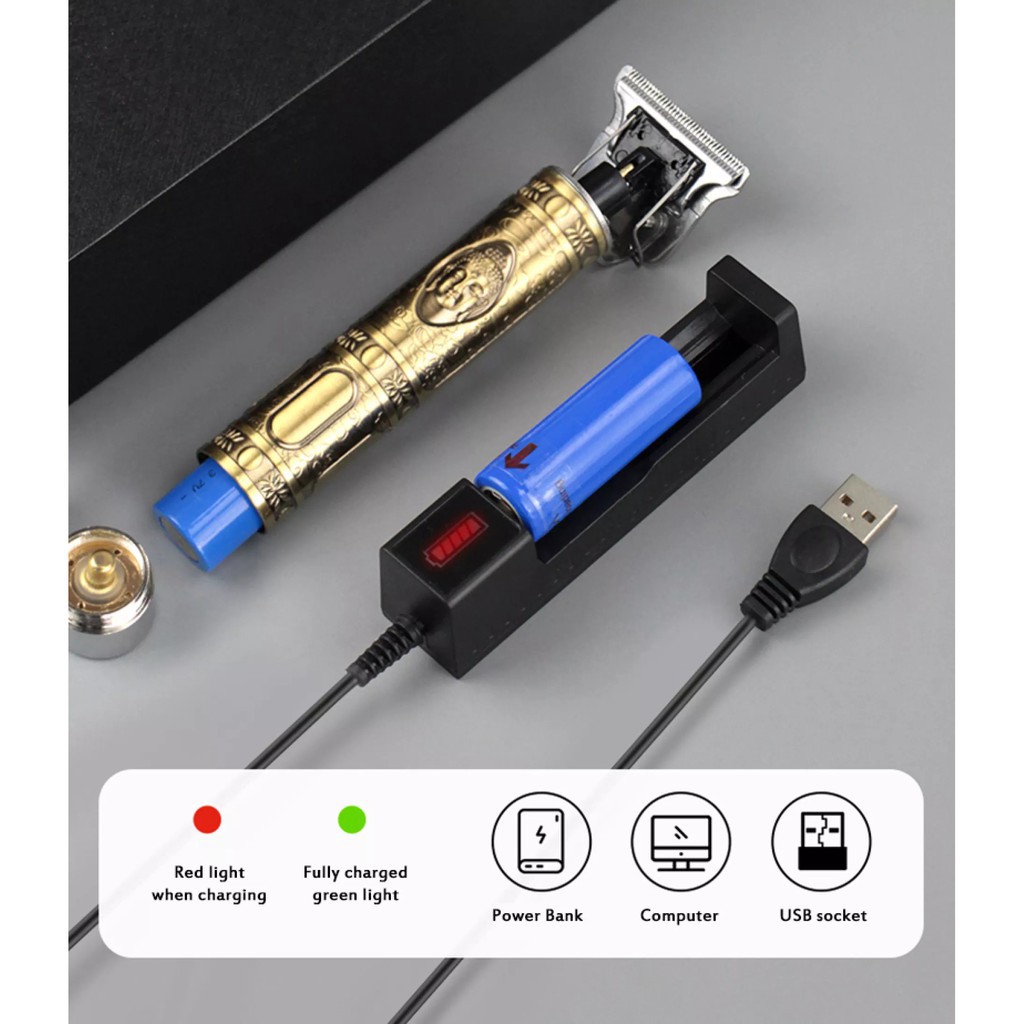 Tông Đơ Cắt Tóc Đêu khắc Không Dây Sạc USB Chuyên Dụng Cho Nam - Tông đơ chấn viền sắc nét, bền đẹp