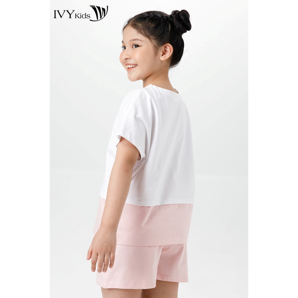 Áo thun bé gái 2 màu phối nơ IVY moda MS 57G1503 hover