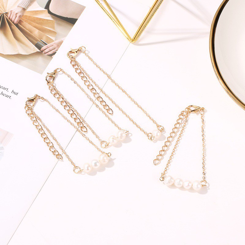 Vòng tay đính hạt ngọc trai nhân tạo đơn giản thời trang Hàn Quốc