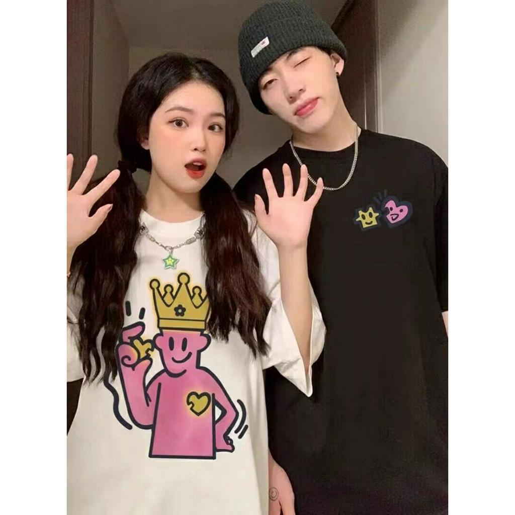 Ethelgirl Áo Thun Tay Ngắn In Họa Tiết Hoạt Hình Phong Cách Hàn Quốc Thời Trang Cho Nam Và Nữ