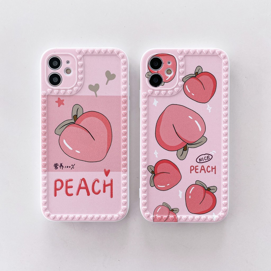 Ốp điện thoại họa tiết đào Hàn Quốc dễ thương hình iPhone 12 Pro Max 12 / 11 Pro / Max / X / XS / XR / 7p / 8plus | BigBuy360 - bigbuy360.vn