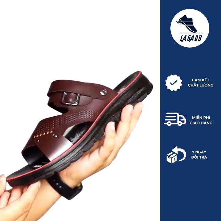 Dép nam da cao cấp đẹp quai chéo ngang có quai hậu thời trang niên trẻ trung