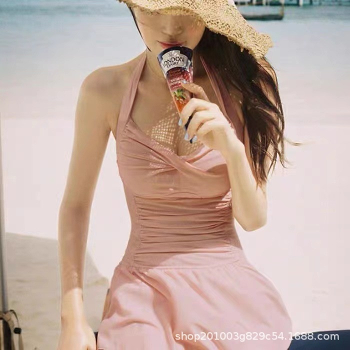 Đồ Bơi Một Mảnh Dây Màu Hồng Quyến Rũ